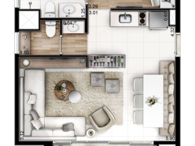 Rendered Floor Plan using Photoshop